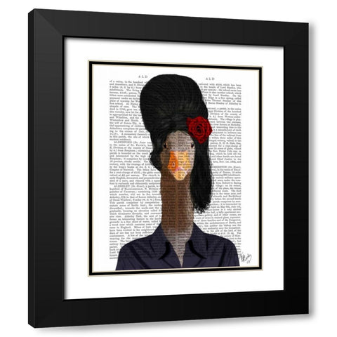 Amy Winehouse Goose Black Modern Wood Framed Art Print with Double Matting by Fab Funky