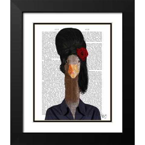 Amy Winehouse Goose Black Modern Wood Framed Art Print with Double Matting by Fab Funky