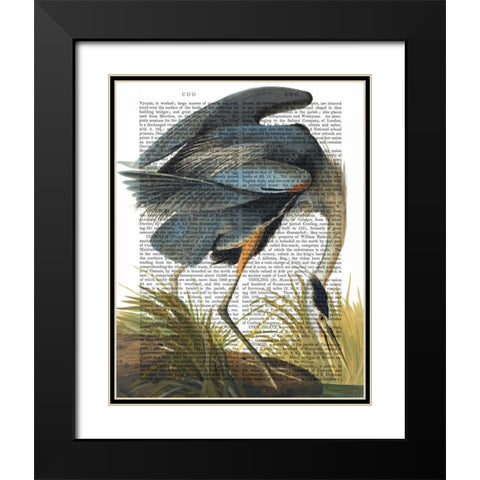 Blue Heron 1 Black Modern Wood Framed Art Print with Double Matting by Fab Funky