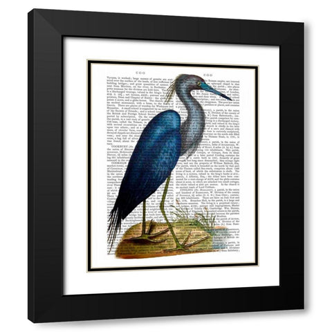 Blue Heron 2 Black Modern Wood Framed Art Print with Double Matting by Fab Funky
