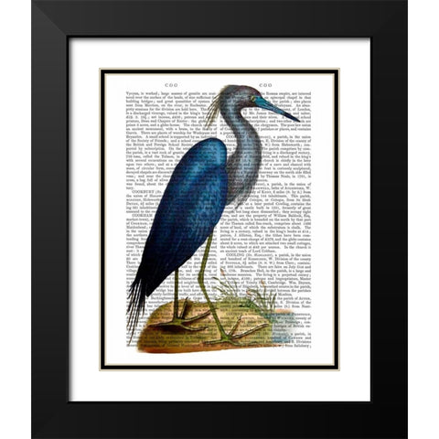 Blue Heron 2 Black Modern Wood Framed Art Print with Double Matting by Fab Funky