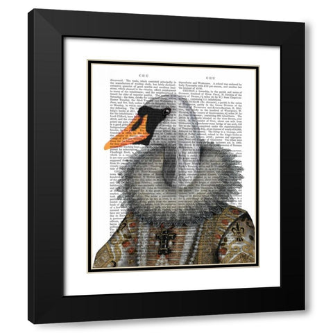 Elizabethan Swan Black Modern Wood Framed Art Print with Double Matting by Fab Funky