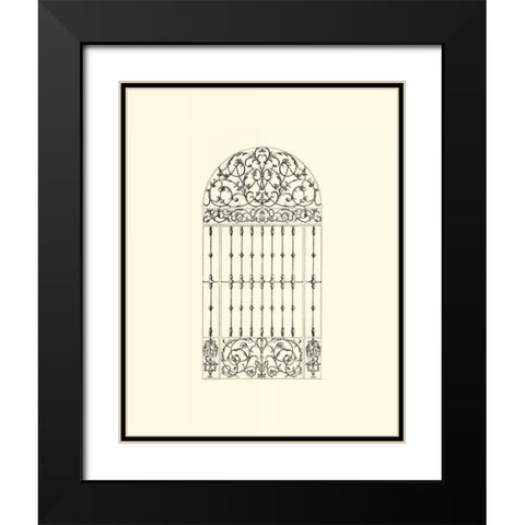 B-W Wrought Iron Gate III Black Modern Wood Framed Art Print with Double Matting by Unknown