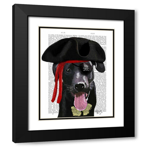 Black Labrador Pirate Black Modern Wood Framed Art Print with Double Matting by Fab Funky