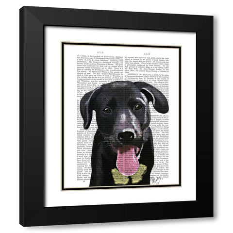 Black Labrador Plain Black Modern Wood Framed Art Print with Double Matting by Fab Funky