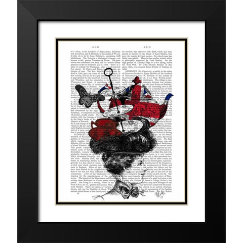 British Afternoon Tea Hat Black Modern Wood Framed Art Print with Double Matting by Fab Funky