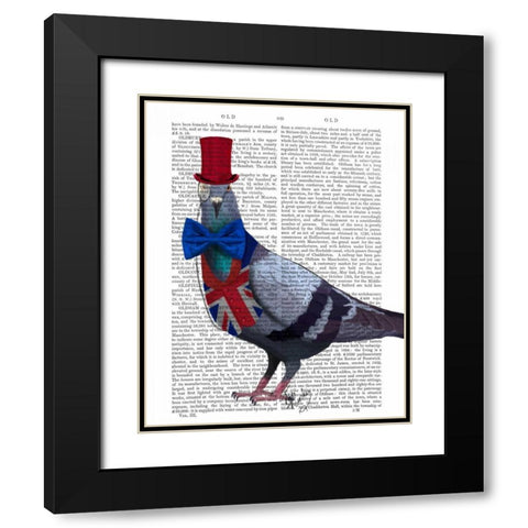 London Pigeon Black Modern Wood Framed Art Print with Double Matting by Fab Funky
