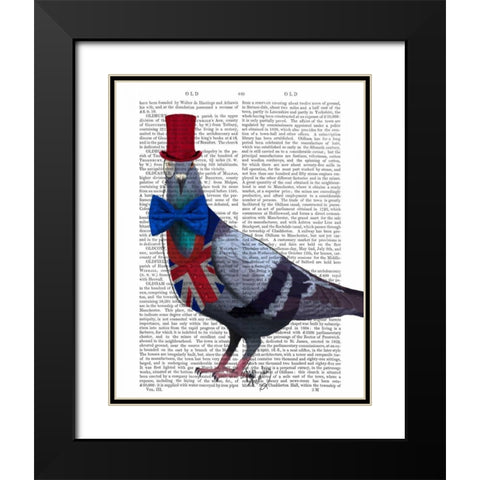 London Pigeon Black Modern Wood Framed Art Print with Double Matting by Fab Funky