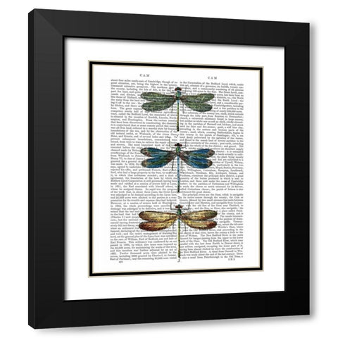 Dragonflies Print 1 Black Modern Wood Framed Art Print with Double Matting by Fab Funky