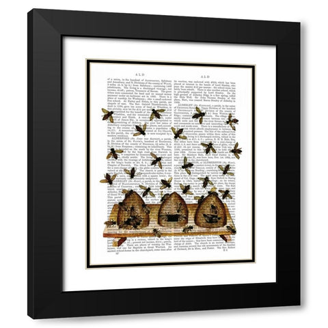 BeeHive Print Black Modern Wood Framed Art Print with Double Matting by Fab Funky