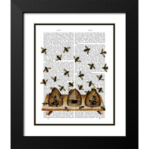 BeeHive Print Black Modern Wood Framed Art Print with Double Matting by Fab Funky