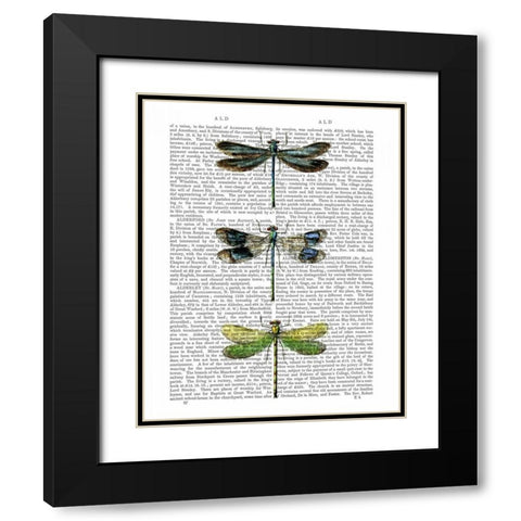 Dragonflies Print 2 Black Modern Wood Framed Art Print with Double Matting by Fab Funky