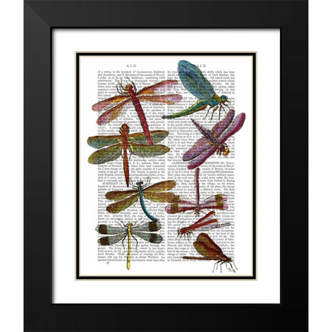 Dragonfly Print 3 Black Modern Wood Framed Art Print with Double Matting by Fab Funky
