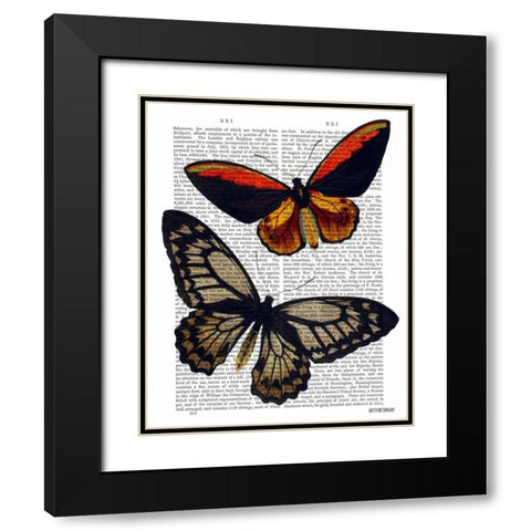 Butterflies 2 Black Modern Wood Framed Art Print with Double Matting by Fab Funky