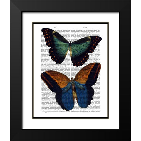 Butterflies 4 Black Modern Wood Framed Art Print with Double Matting by Fab Funky