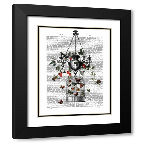Strawberry Chandelier Black Modern Wood Framed Art Print with Double Matting by Fab Funky