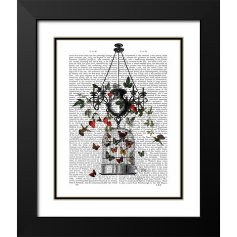 Strawberry Chandelier Black Modern Wood Framed Art Print with Double Matting by Fab Funky