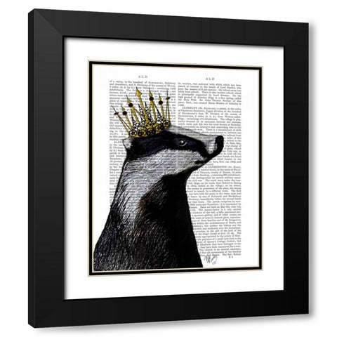 Badger King Black Modern Wood Framed Art Print with Double Matting by Fab Funky