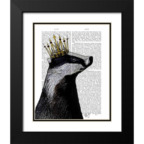 Badger King Black Modern Wood Framed Art Print with Double Matting by Fab Funky