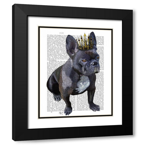 French Bulldog King Black Modern Wood Framed Art Print with Double Matting by Fab Funky