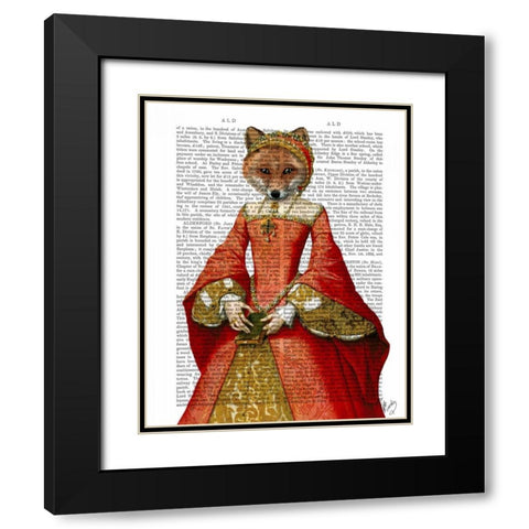 Fox Queen Black Modern Wood Framed Art Print with Double Matting by Fab Funky