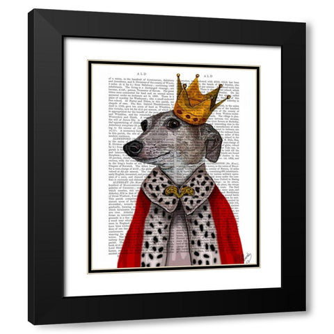 Greyhound Queen Black Modern Wood Framed Art Print with Double Matting by Fab Funky