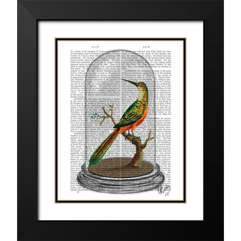 Bird In Bell Jar Black Modern Wood Framed Art Print with Double Matting by Fab Funky