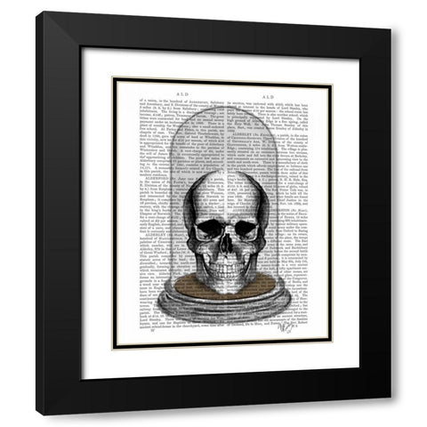 Skull In Bell Jar Black Modern Wood Framed Art Print with Double Matting by Fab Funky