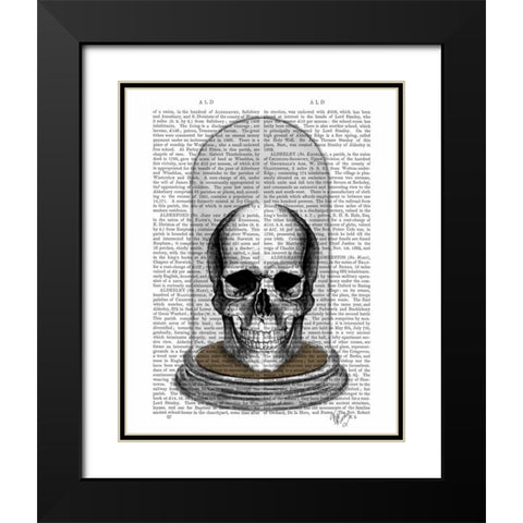 Skull In Bell Jar Black Modern Wood Framed Art Print with Double Matting by Fab Funky