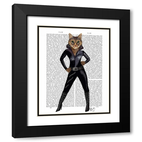 Catwoman Black Modern Wood Framed Art Print with Double Matting by Fab Funky