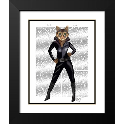 Catwoman Black Modern Wood Framed Art Print with Double Matting by Fab Funky