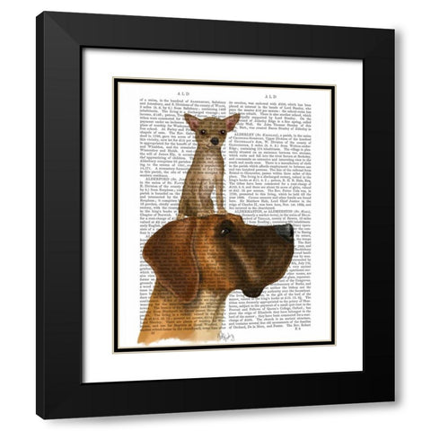 Great Dane and Chihuahua Black Modern Wood Framed Art Print with Double Matting by Fab Funky