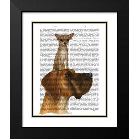 Great Dane and Chihuahua Black Modern Wood Framed Art Print with Double Matting by Fab Funky