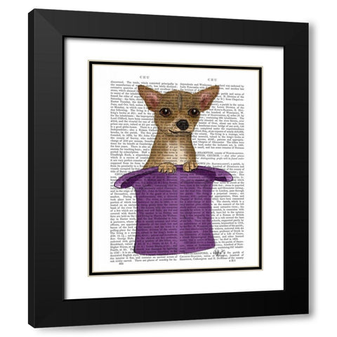 Chihuahua in Top Hat Black Modern Wood Framed Art Print with Double Matting by Fab Funky