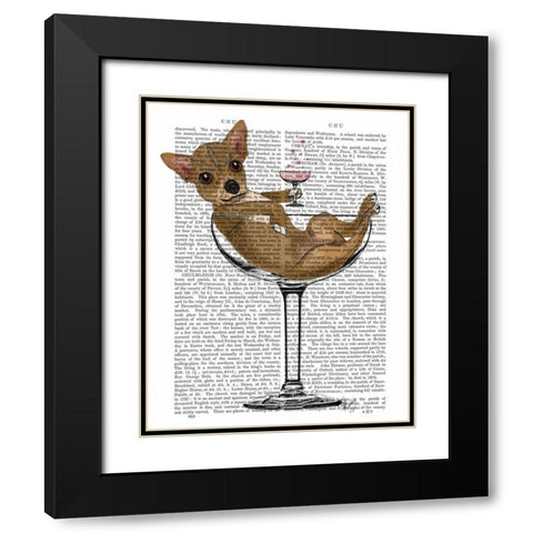 Chihuahua in Cocktail Glass Black Modern Wood Framed Art Print with Double Matting by Fab Funky