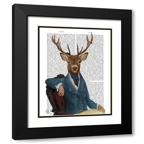 Distinguished Deer Portrait Black Modern Wood Framed Art Print with Double Matting by Fab Funky