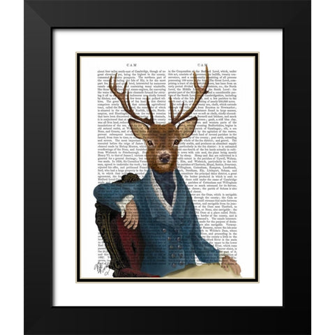 Distinguished Deer Portrait Black Modern Wood Framed Art Print with Double Matting by Fab Funky