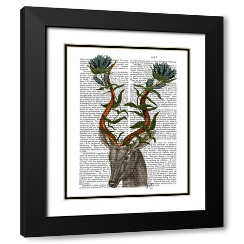 Blue Gazelle Black Modern Wood Framed Art Print with Double Matting by Fab Funky