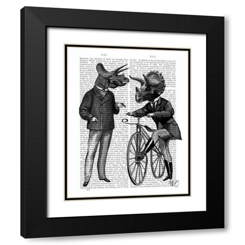 Triceratops Men What Kind of Mileage Black Modern Wood Framed Art Print with Double Matting by Fab Funky