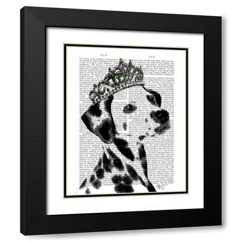 Dalmatian with Tiara Black Modern Wood Framed Art Print with Double Matting by Fab Funky