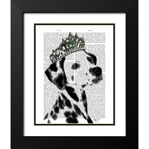 Dalmatian with Tiara Black Modern Wood Framed Art Print with Double Matting by Fab Funky