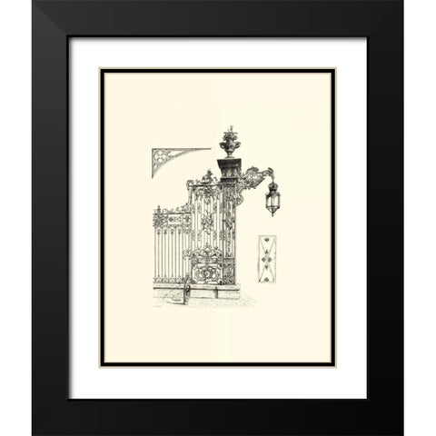 B-W Wrought Iron Gate IV Black Modern Wood Framed Art Print with Double Matting by Unknown