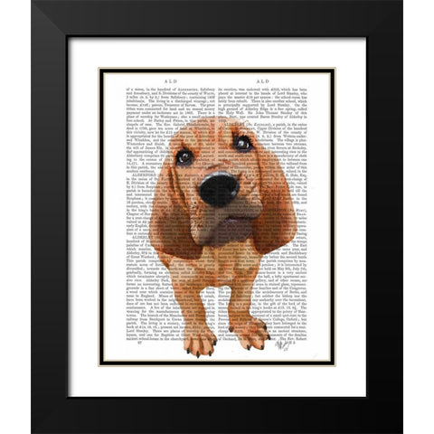 Bloodhound Puppy Black Modern Wood Framed Art Print with Double Matting by Fab Funky