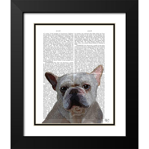 White French Bulldog Plain Black Modern Wood Framed Art Print with Double Matting by Fab Funky