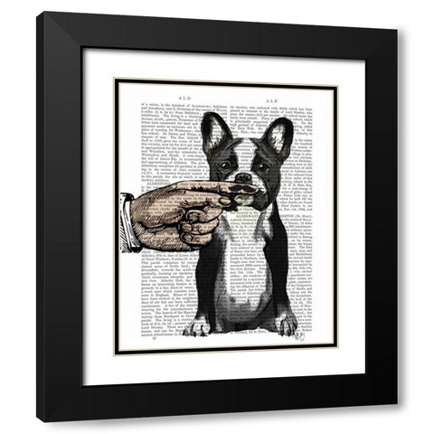 French Bulldog and Finger Moustache Black Modern Wood Framed Art Print with Double Matting by Fab Funky
