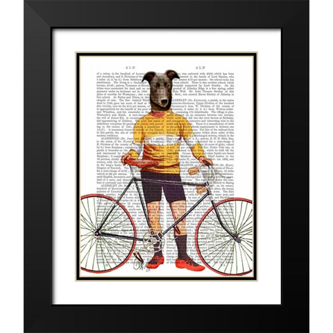 Greyhound Cyclist Black Modern Wood Framed Art Print with Double Matting by Fab Funky