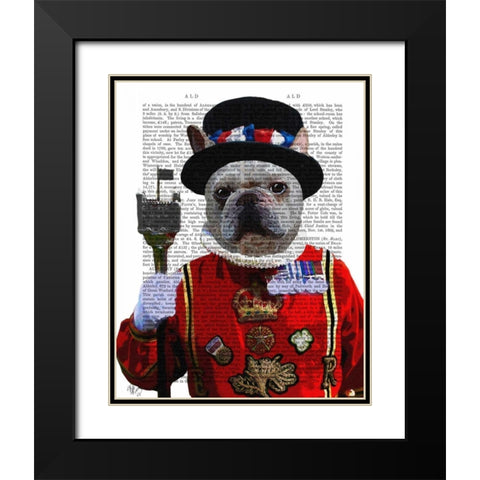 Bulldog Beefeater Black Modern Wood Framed Art Print with Double Matting by Fab Funky