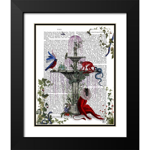 Scarlet Monkey Black Modern Wood Framed Art Print with Double Matting by Fab Funky