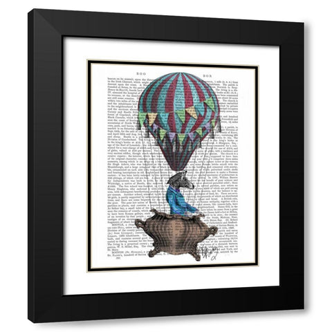 Flying Zebra Black Modern Wood Framed Art Print with Double Matting by Fab Funky