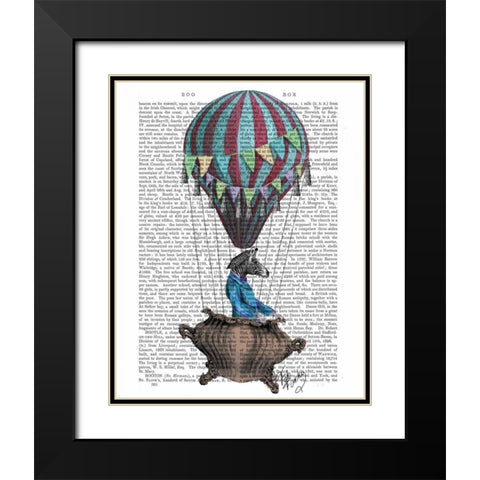 Flying Zebra Black Modern Wood Framed Art Print with Double Matting by Fab Funky